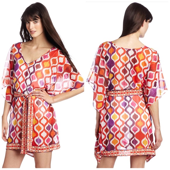 Trina Turk Ogee coverup kaftan multicolor geometric swim size XS Extra Small - Picture 6 of 8